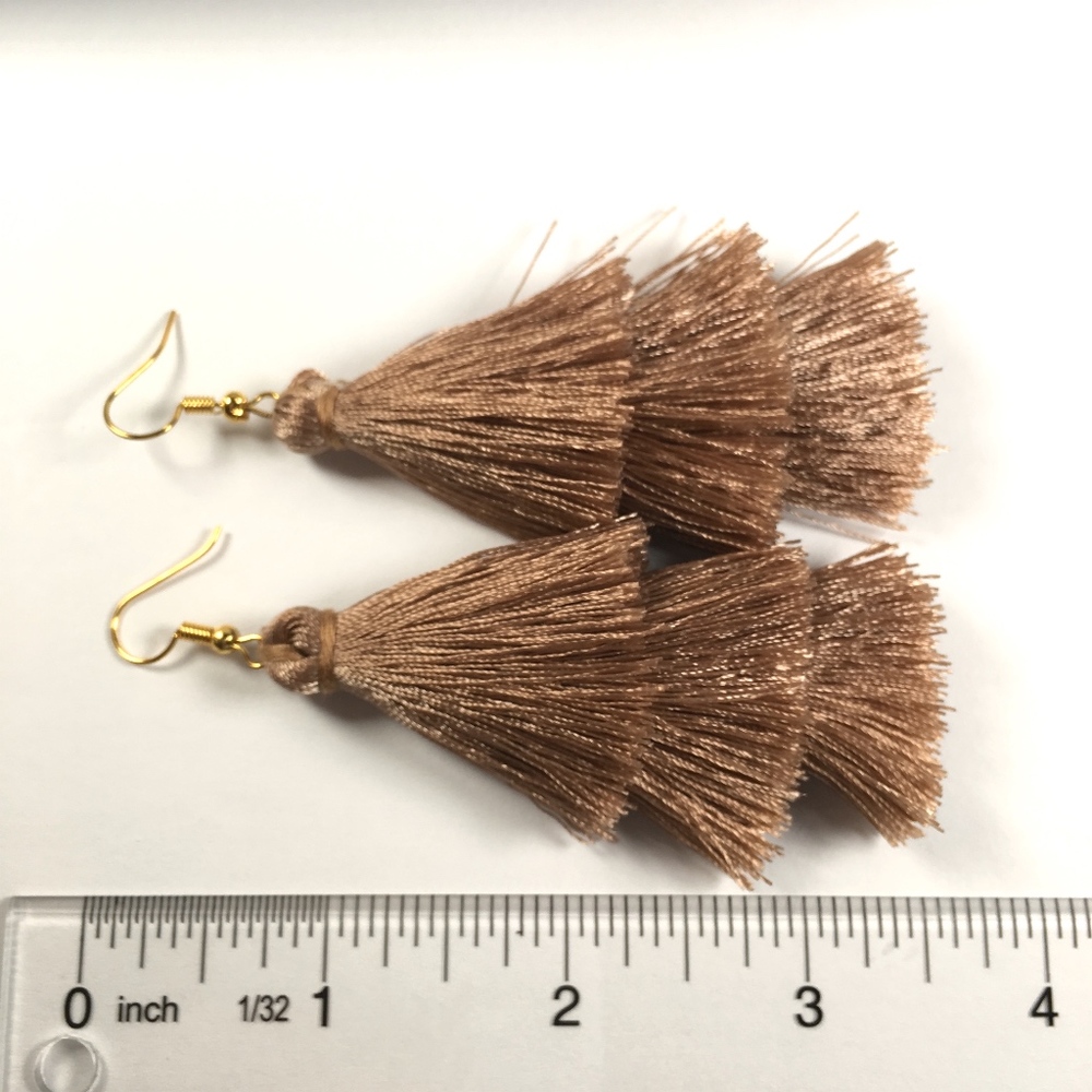 Tiered Tassel Drop Coffee Dangle Earrings - Picture 5 of 5